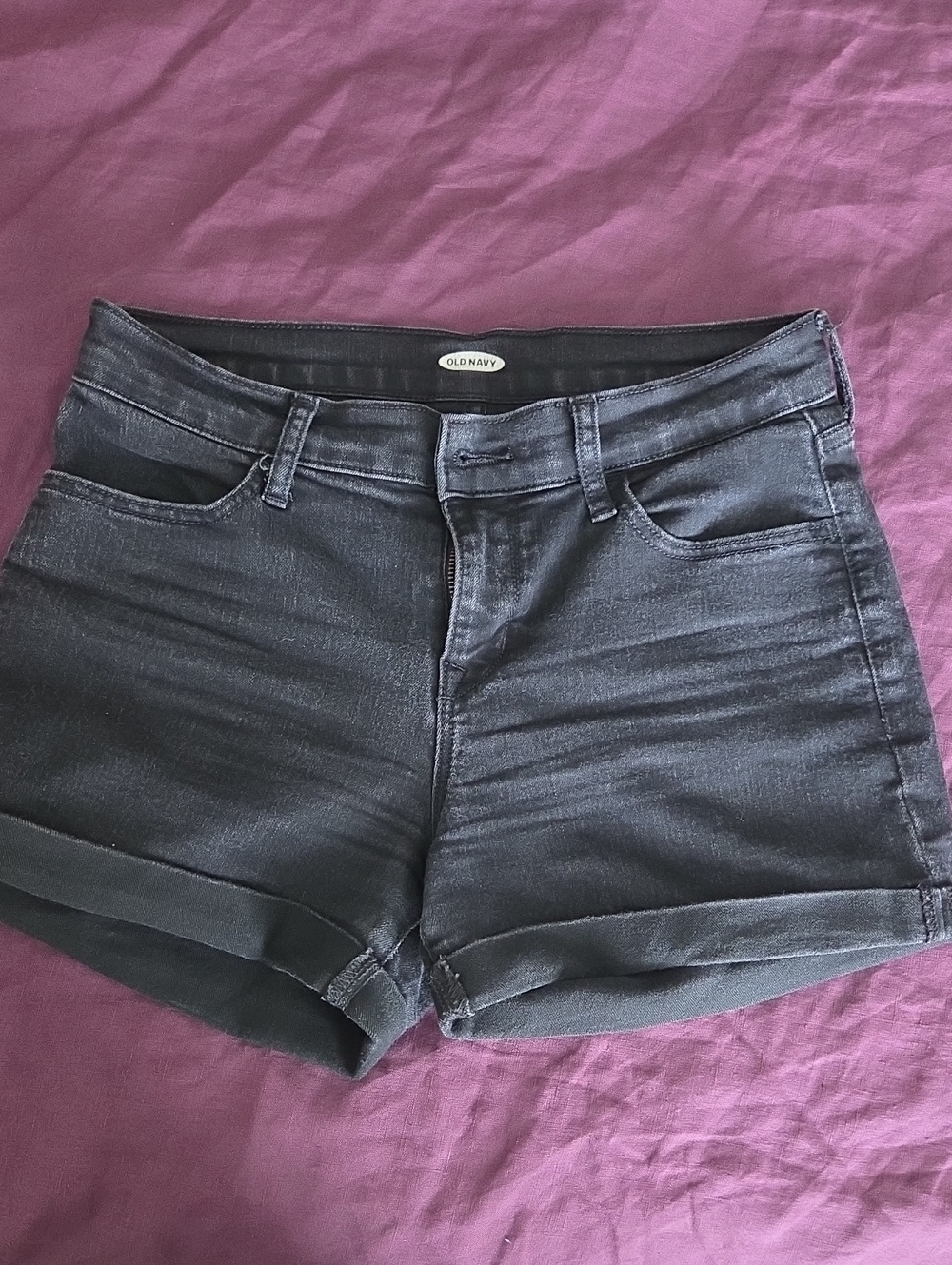 Old Navy Black Denim Roll-Cuff Women's Shorts